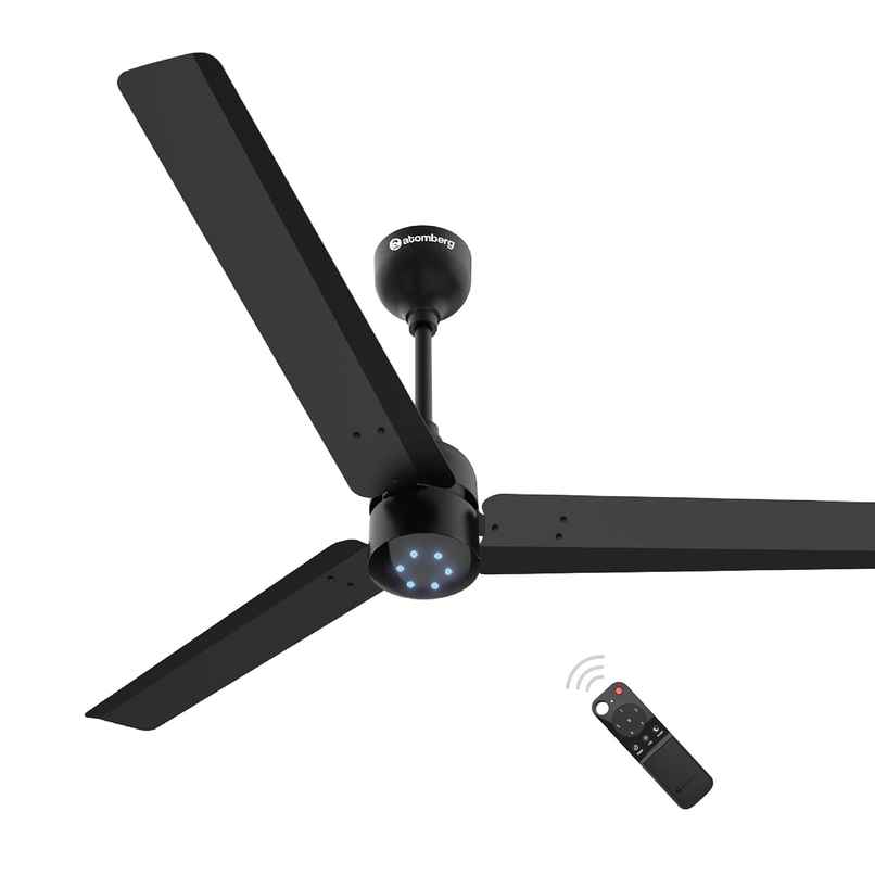 Atomberg Renesa BLDC Ceiling Fan,1200mm,Remote Control,BEE 5 Star,LED Indicators,Midnight Black