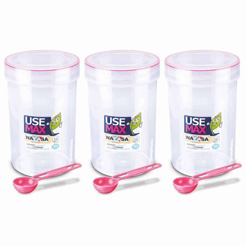 Nayasa Use Max Glaze BPA Free Food Grade Airtight Kitchen Storage Stackable Containers | Pink - 2 L Nayasa Use Max Glaze BPA Free Food Grade Airtight Kitchen Storage Stackable Containers | Pink - 2 L