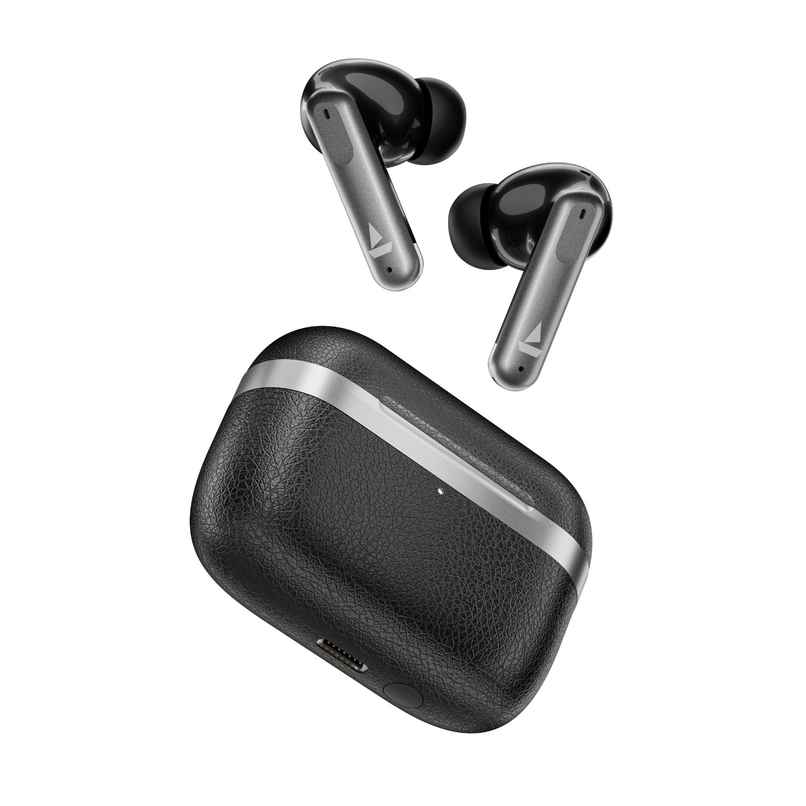 boAt Airdopes 111V2 TWS Earbuds with mic, Premium Leather Finish, 4Mics ENx, 50HRS Battery, 13mm Drivers, Fast Charge, Dual Pair, v5.4 Bluetooth - Classic Black