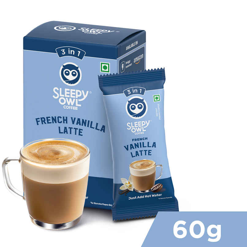 Sleepy Owl French Vanilla Latte Medium Roast Coffee Premix Sachets