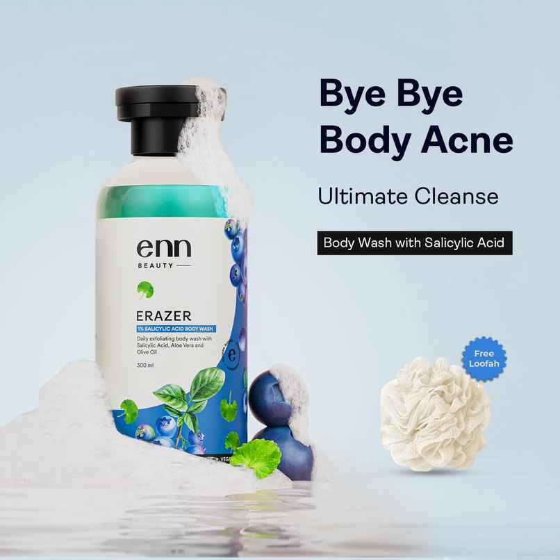 Enn Beauty Erazer 1 % Salicylic Acid Exfoliating Body Wash With Loofah -Prevents Body And Back Acne