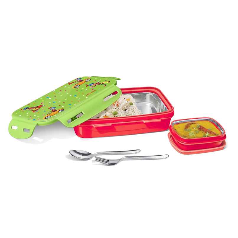 MiLiteron Steely Deluxe Mini Inner Steel Kids Tiffin Box | Red MiLiteron Steely Deluxe Mini Inner Steel Kids Tiffin Box | Red