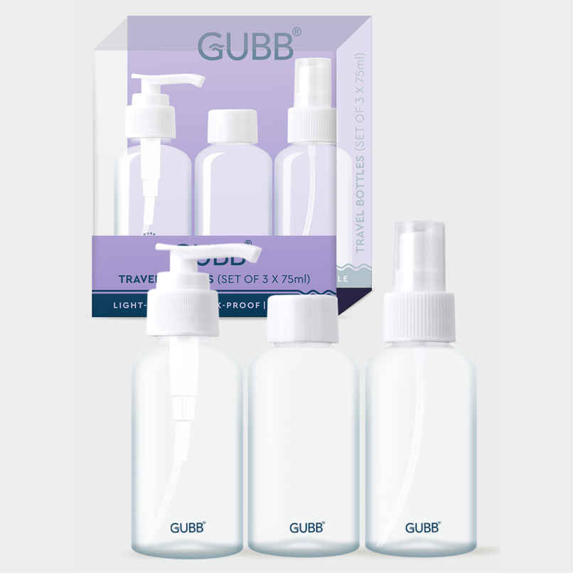 GUBB Travel Bottle Set For Toiletries Refillable Bottles With Pump Spray & Cap