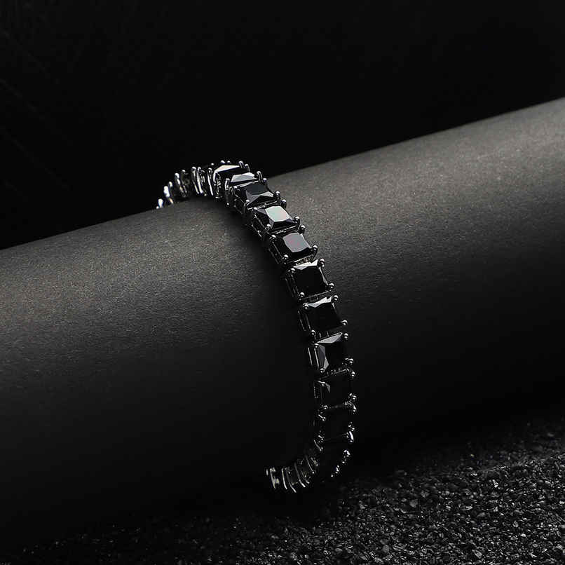French Accent Square Stone Tennis Bracelet - Charcoal Black