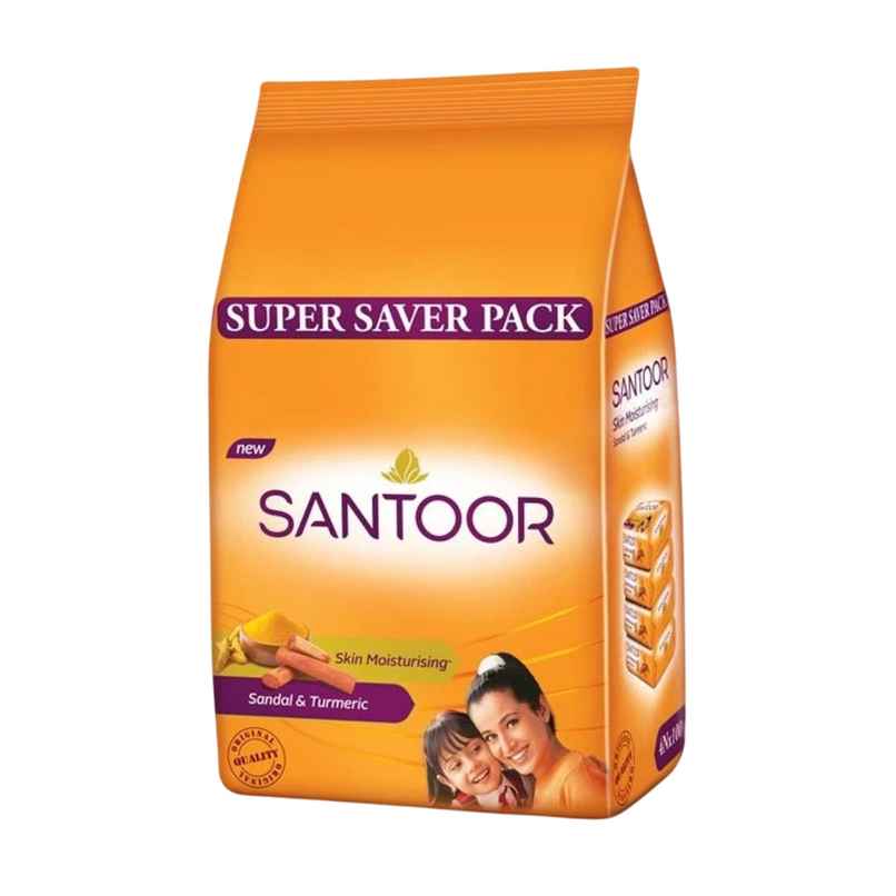 Santoor Skin Moisturizing Sandal and Turmeric Bathing Soap With Anti-Aging Properties