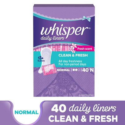 Whisper Daily Liners Clean And Fresh Pantyliner (Pack Of 40)