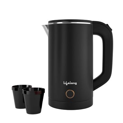 Lifelong Electric Kettle, 600W Cool Touch 2 Cups Auto Shut-Off, Stainless Steel Body |Black - 0.8 L Lifelong Electric Kettle, 600W Cool Touch 2 Cups Auto Shut-Off, Stainless Steel Body |Black - 0.8 L