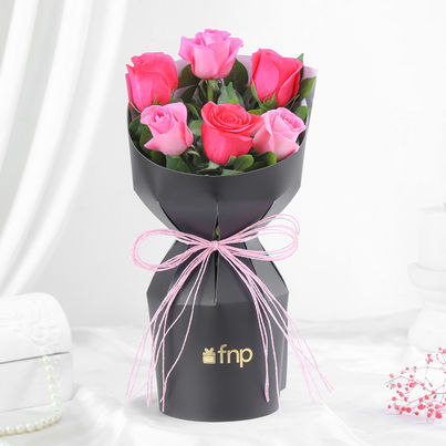 FNP 6 Pink Roses Bouquet 