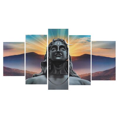 Perpetual Adiyogi Shiva Paintings for Wall Decoration | Set of 5 | 3D | 75 x 43 cm