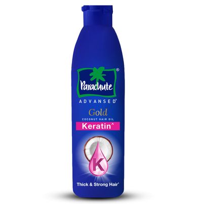 Parachute Advansed Gold Keratin Coconut Hair Oil |Thick & Smooth Hair| No Paraben or Silicone Parachute Advansed Gold Keratin Coconut Hair Oil |Thick & Smooth Hair| No Paraben or Silicone
