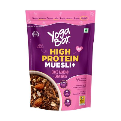 Yoga Bar Super High Protein Muesli | With Probiotics and Whey | No Refined Sugar | Choco Almond