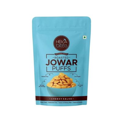 Heka Bites Roasted Jowar Puffs Cheesy Salsa - Low Calorie & Healthy Snacks Heka Bites Roasted Jowar Puffs Cheesy Salsa - Low Calorie & Healthy Snacks