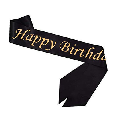 Party Propz Happy Birthday Black Satin Sash