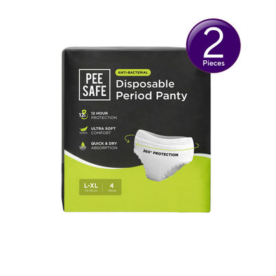 Pee Safe Disposable Leak-Proof Period Panty|Seamless, Comfortable for Day & Night Protection (L-XL) Combo