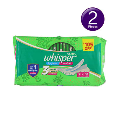 Whisper Ultra Clean XL+ Sanitary Pads Combo Whisper Ultra Clean XL+ Sanitary Pads Combo