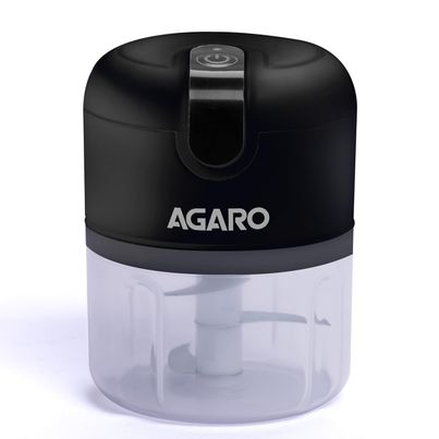 AGARO Elite Rechargeable Mini Electric Chopper, 250 Ml, Stainless Steel Blades, One Touch Operation,for Mincing Garlic,Ginger, Onion,Vegetable,Meat,Nuts - Black AGARO Elite Rechargeable Mini Electric Chopper, 250 Ml, Stainless Steel Blades, One Touch Operation,for Mincing Garlic,Ginger, Onion,Vegetable,Meat,Nuts - Black