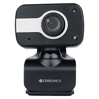 Zebronics Zeb-Crystal Clear Web Camera, 0.3 MP with USB with 3P Lens,Built-in Microphone,Auto White Balance,Night Vision and Manual Switch for LED - Black