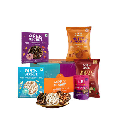 Open Secret Chocolate Cookies, Brownie and Dry Fruits Gift Hamper Assorted Biscuits