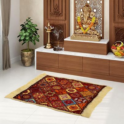 Kuber Industries Prayer Mat|Velvet Aasan Mat|Rangoli Square Prayer Mat|Small|Multicolor Kuber Industries Prayer Mat|Velvet Aasan Mat|Rangoli Square Prayer Mat|Small|Multicolor