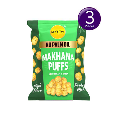 Let's Try Sour Cream And Onion Makhana Puffs Combo 