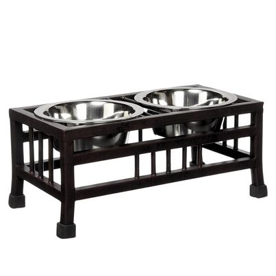 Pets Empire Metal Diner With Stainless Steel Bowls For Food & Water For Medium Breeds
