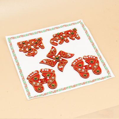 Shubh Labh Charan Swastik Sticker | Diacraft