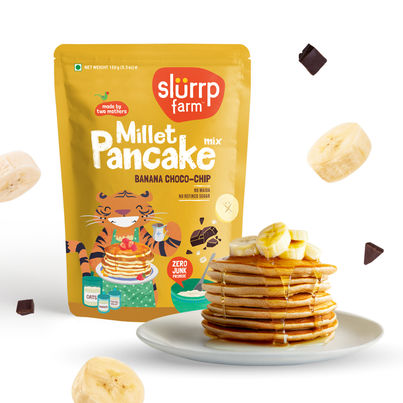 Slurrp Farm Millet Eggless Pancake Mix With Banana Choco Chip | No Maida | Healthy Breakfast