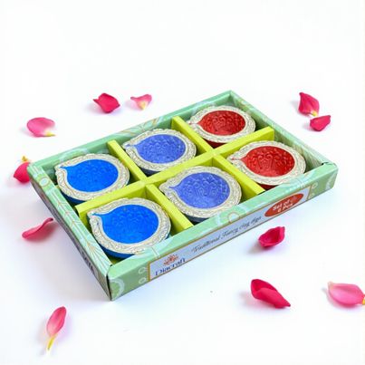 Multicolor Rippled Diya | Pack Of 6 | Designer Clay Diya | DiaCraft