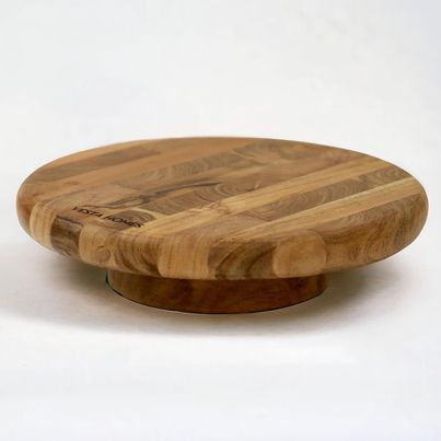 Vesta Homes Round Wooden 360 Degree Rotating Cake Stand, Dessert Platter|Dia-10.5 Inch, H- 3 Inch