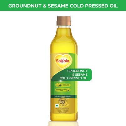 Saffola Cold Pressed Multi-Source Oil | Groundnut Oil And Sesame Seed Oil | Helps Lower Cholesterol