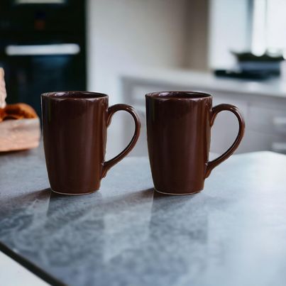 Femora Coffee Mug Without Gold Line Brown 2 Piece