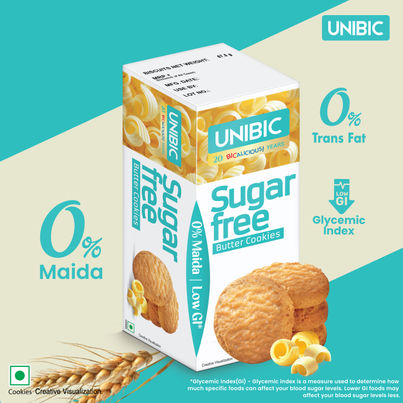 Unibic Sugar Free Butter Display Cookies | 0% Maida | Low GI