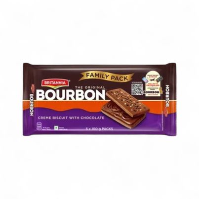 Britannia The Original Bourbon - Creme Biscuit with Chocolate Buy 4 Get 1 Free Chocolatey Indulgence in Every Layer