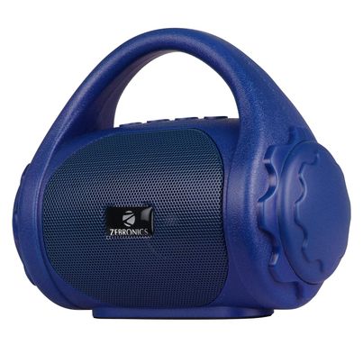 Zebronics County 3W BT Speaker With Carry Handle, USB, SD Card, FM & Call Function - Blue Zebronics County 3W BT Speaker With Carry Handle, USB, SD Card, FM & Call Function - Blue