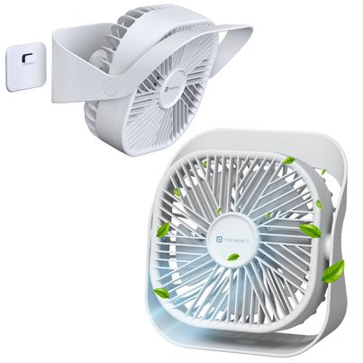 Portronics CoolCube Mini 2-in-1 Desktop & Wall Fan with 2000 mAh Battery | Type-C Charging | White