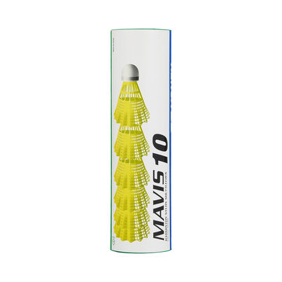 Yonex Mavis 10 Nylon Shuttlecock, Yellow, Pack of 6 (Green Cap)