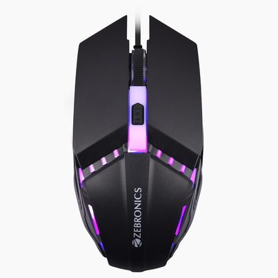 Zebronics Phero Wired Gaming Mouse With Up to 1600 DPI, LED Lights, DPI Switch, High Precision,4 Buttons - Black