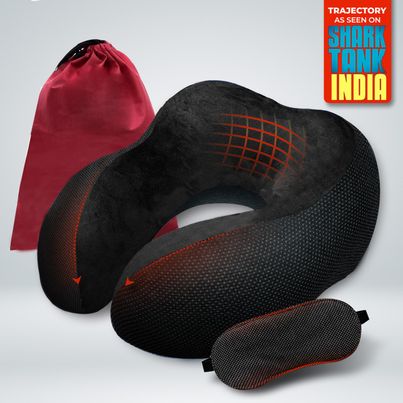 Trajectory Unisex Solid Polyester Neck Pillow | Black - One Size Trajectory Unisex Solid Polyester Neck Pillow | Black - One Size