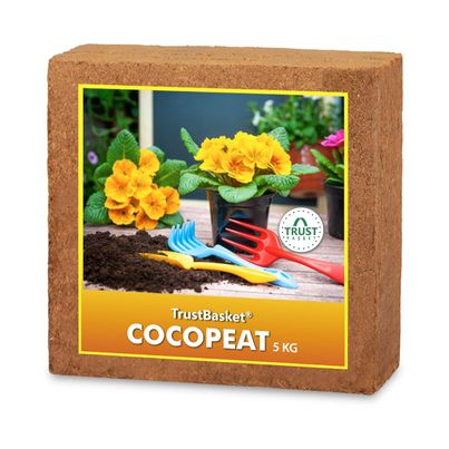 TrustBasket Cocopeat Block - Expands to 75 L | Organic Growing Medium for Plants & Planters TrustBasket Cocopeat Block - Expands to 75 L | Organic Growing Medium for Plants & Planters