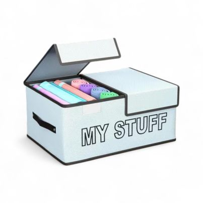 Kuber Industries My Stuff Foldable Storage Organiser with Double Lid|Cupboard Drawer|Grey Kuber Industries My Stuff Foldable Storage Organiser with Double Lid|Cupboard Drawer|Grey