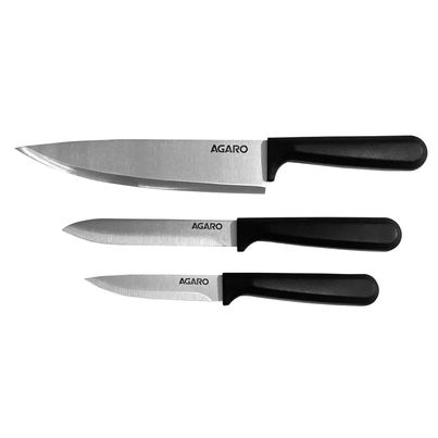 AGARO Majestic Set of 3 Multifunctional Stainless Steel Knife Blister Pack (Steel) AGARO Majestic Set of 3 Multifunctional Stainless Steel Knife Blister Pack (Steel)