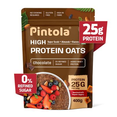 Pintola High Protein Oats Dark Chocolate With Almonds Raisin Pumpkin And Chia Seeds Pintola High Protein Oats Dark Chocolate With Almonds Raisin Pumpkin And Chia Seeds