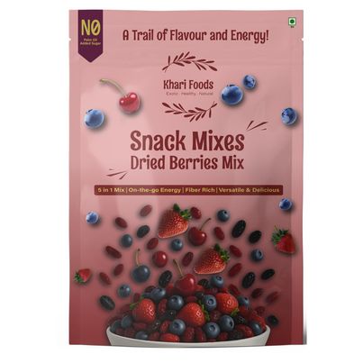 Khari Foods Premium Berries Dried Trail Mix | Cranberry, Blueberries, Black Raisins, Strawberries Khari Foods Premium Berries Dried Trail Mix | Cranberry, Blueberries, Black Raisins, Strawberries