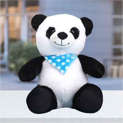 Sterling Panda Soft Toy With Scarf | Black and White- Height 35 cm