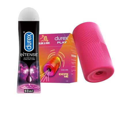 Durex Slide & Ride Stroker (1pc) & Durex Lube - Intense - Tingling Lubricant (50ml) Combo