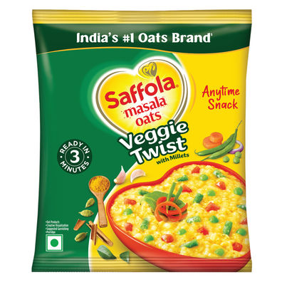 Saffola Masala Oats | Veggie Twist | Anytime Snack | Ready in 3 mins | Millets Goodness