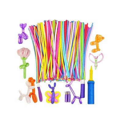 Party Propz Rainbow Balloons - 100Pcs Long Balloons for Kids / Twisting Balloons with Balooon Pump