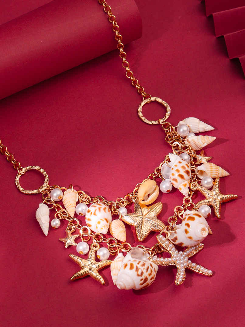 Yellow Chimes Fashion Choker Necklace with Pearls - Perfect Birthday Gift for Women