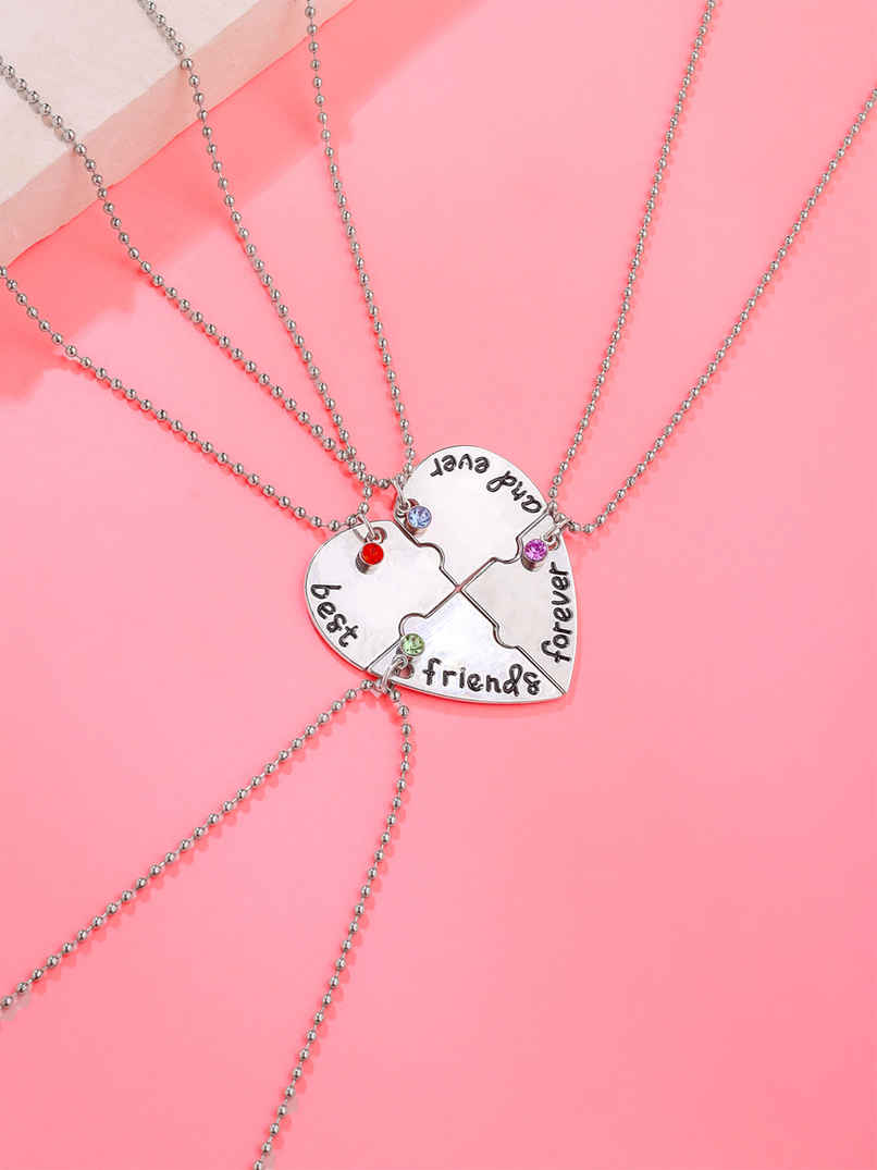 Yellow Chimes Friendship Day Silver Best Friend Chain Necklace for Women