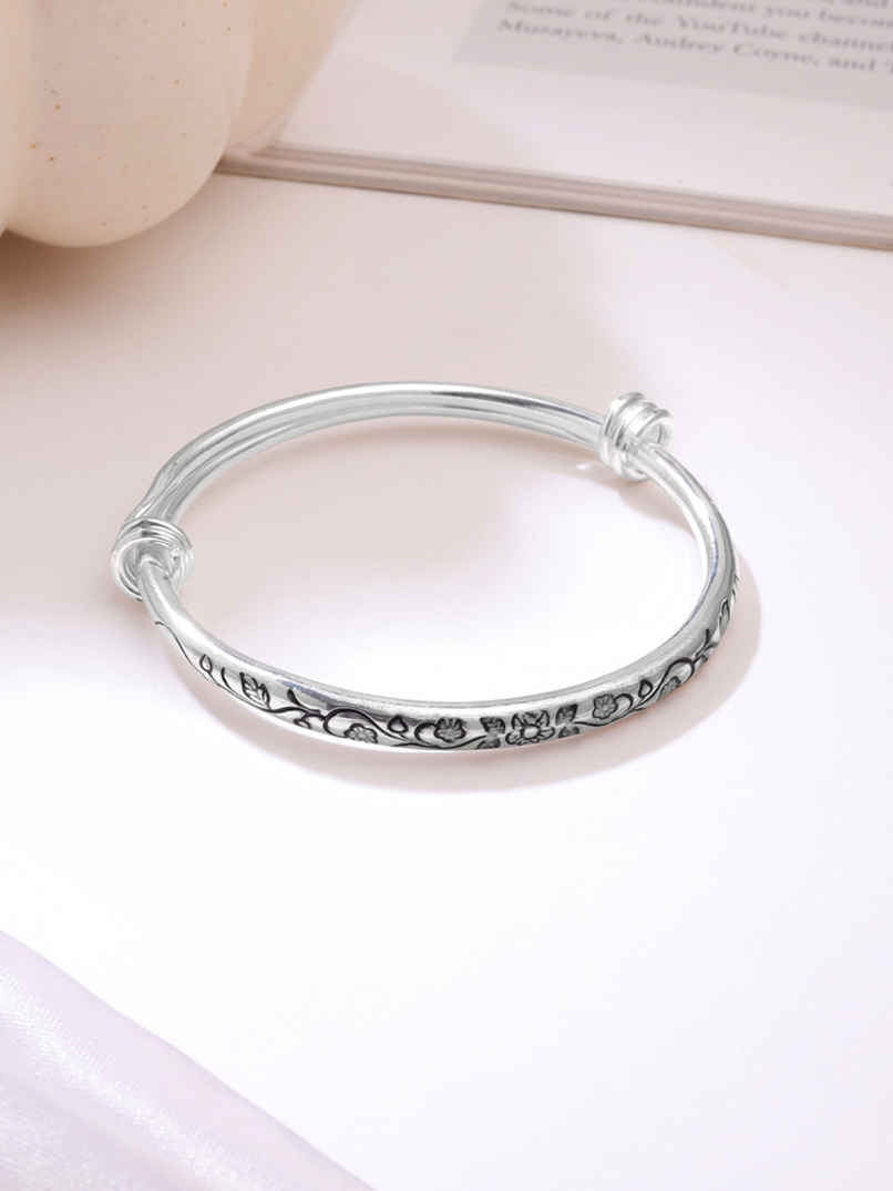 Yellow Chimes Women Silver-Toned Adjustable Kada Bracelet